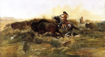Amerikanischer Indianer Werke - Wildfleisch für wilde Männer 1890 Charles Marion Russell Indianer